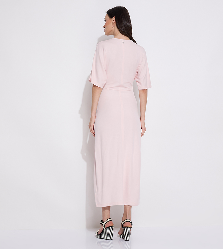 Shiny Interlock Short Sleeves Midiaxi Dress