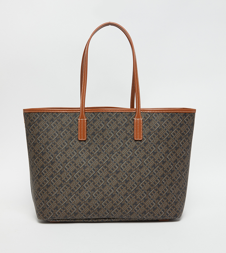 Monogram Patterned Tote Bag Set