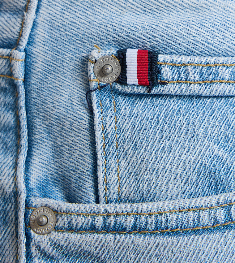 Washed Mid Rise Straight Fit Jeans