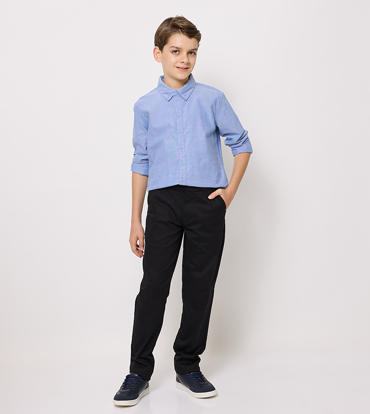 Solid Long Sleeves Oxford Shirt