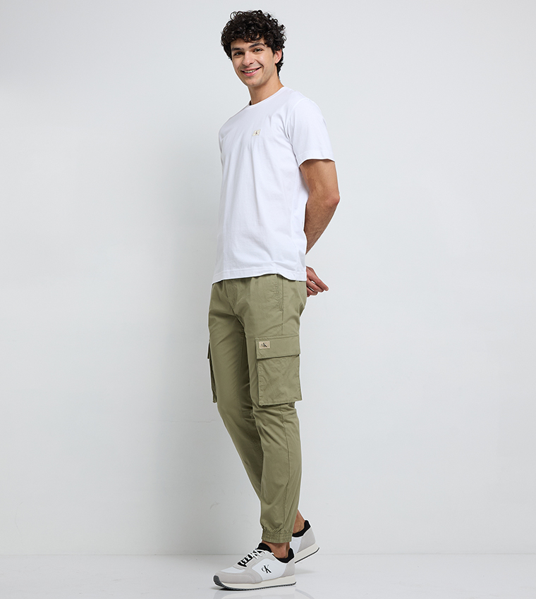 Logo Label Skinny Fit Cargo Pants