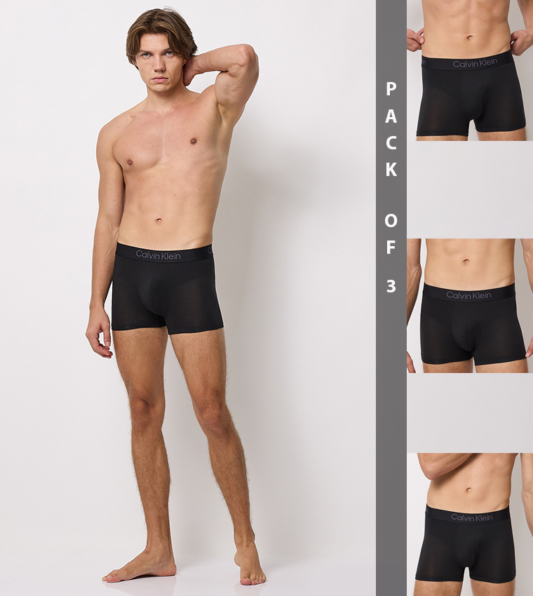 سروال داخلي بشعار على الخصر - 3 قطع