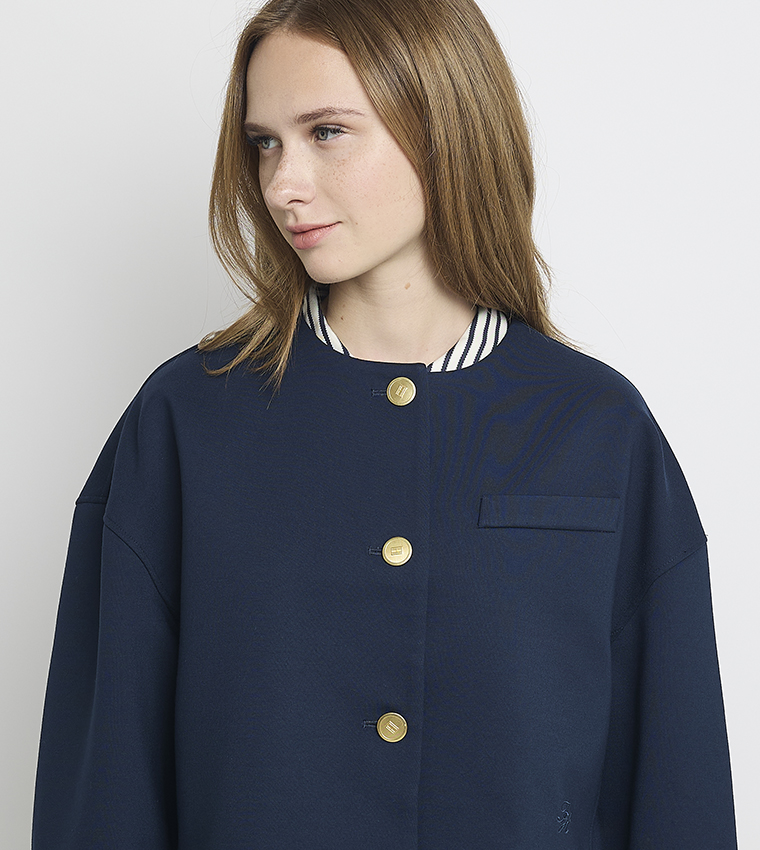 PUNTO Solid Cropped Jacket