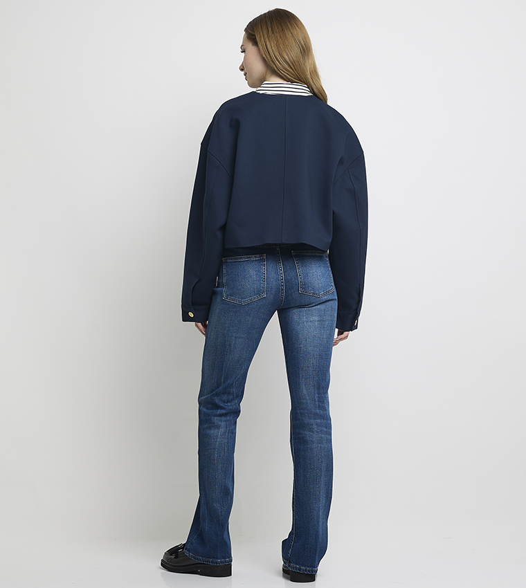 PUNTO Solid Cropped Jacket