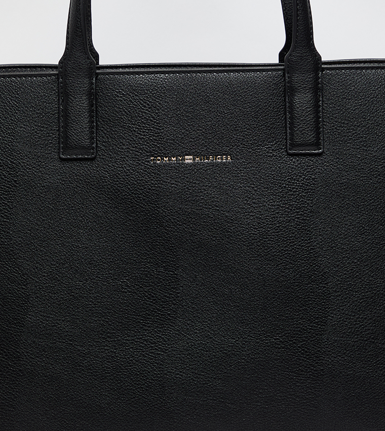 Logo Detail Zippered Tote Bag