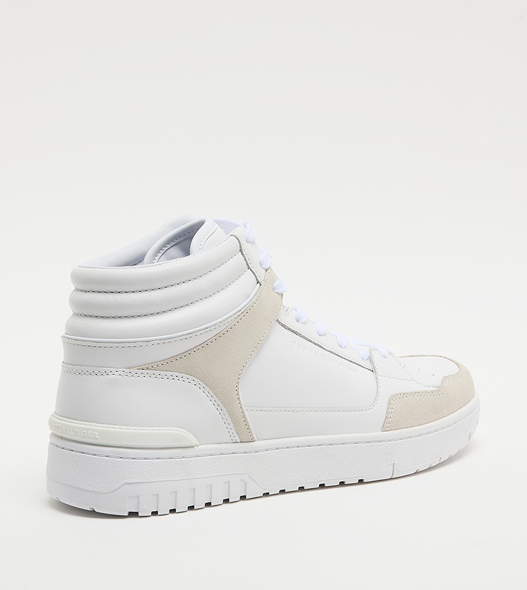 Suede Panel Lace Up High Top Sneakers