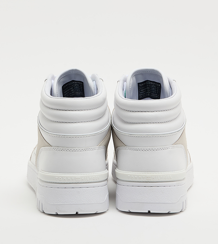 Suede Panel Lace Up High Top Sneakers