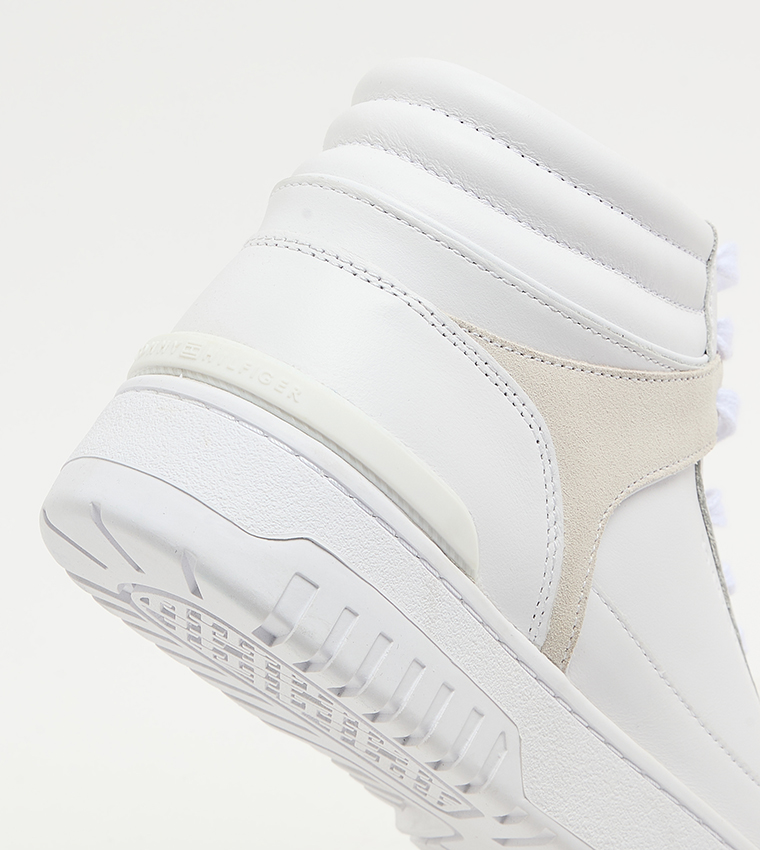 Suede Panel Lace Up High Top Sneakers
