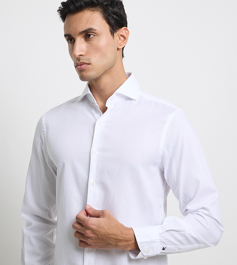 Textured Long Sleeves Oxford Shirt