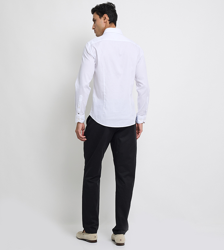 Textured Long Sleeves Oxford Shirt
