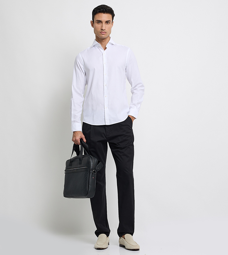 Textured Long Sleeves Oxford Shirt