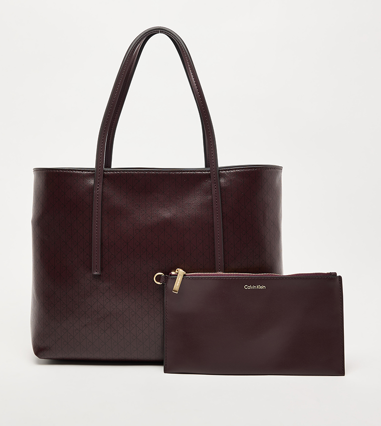 Monogram Patterned Tote Bag with Pouch