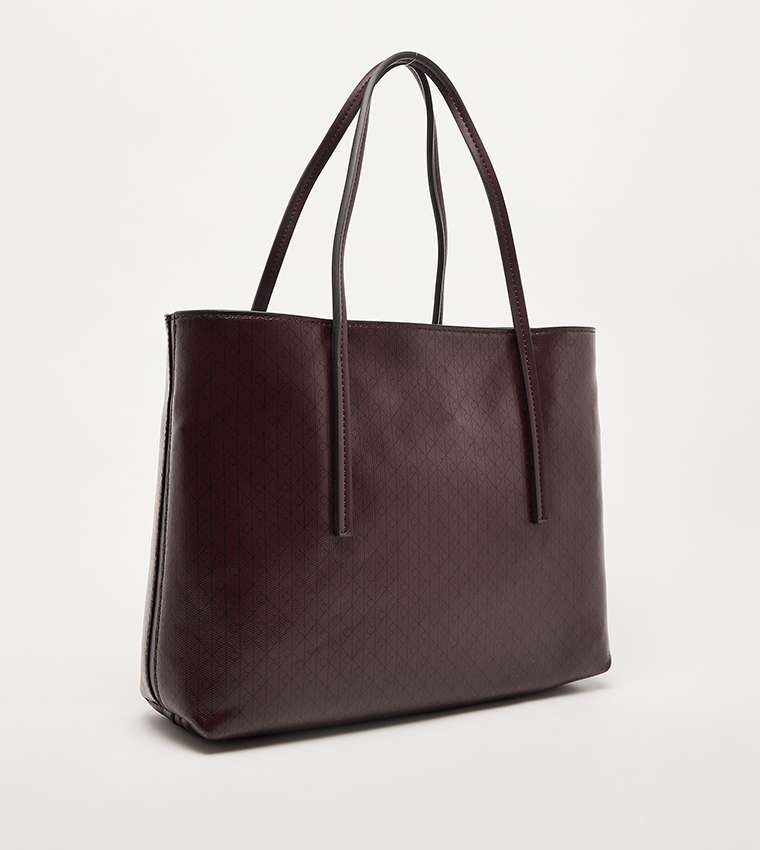 Monogram Patterned Tote Bag with Pouch