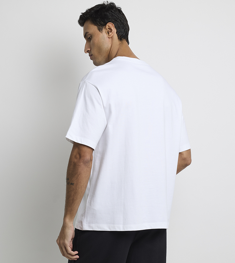 Logo Embroidered Cursive Casual T-Shirt
