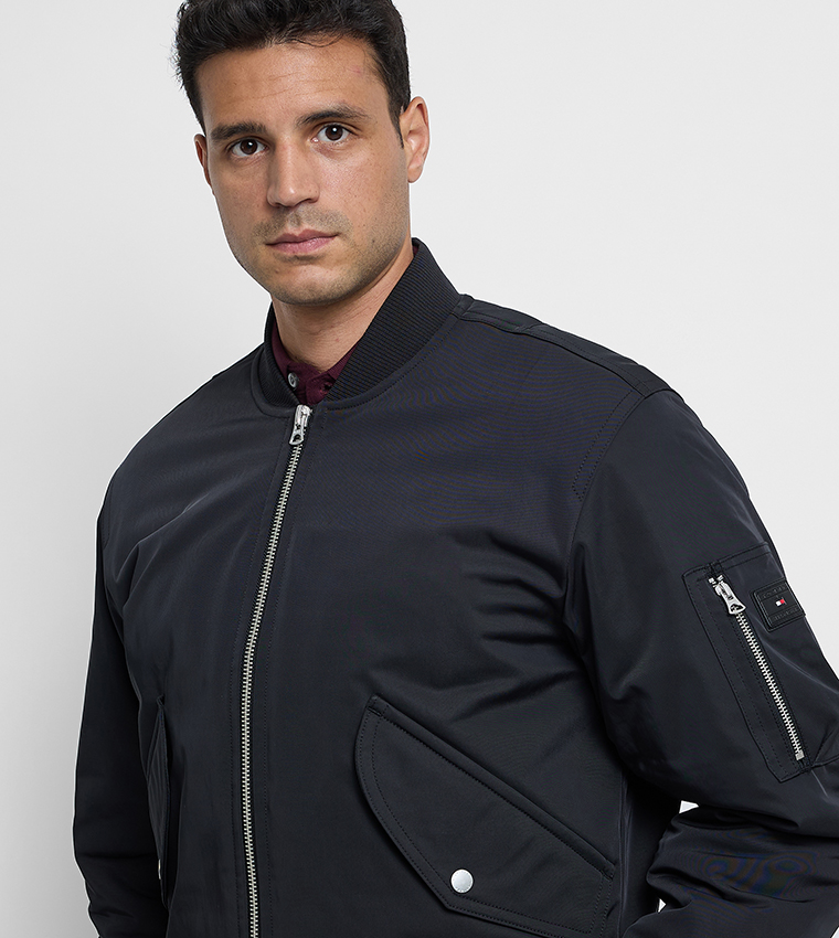 Zippered Long Sleeves Bomber Jacket