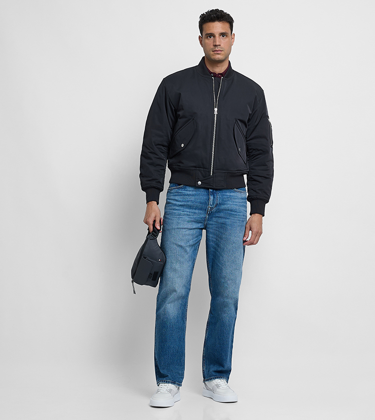 Zippered Long Sleeves Bomber Jacket