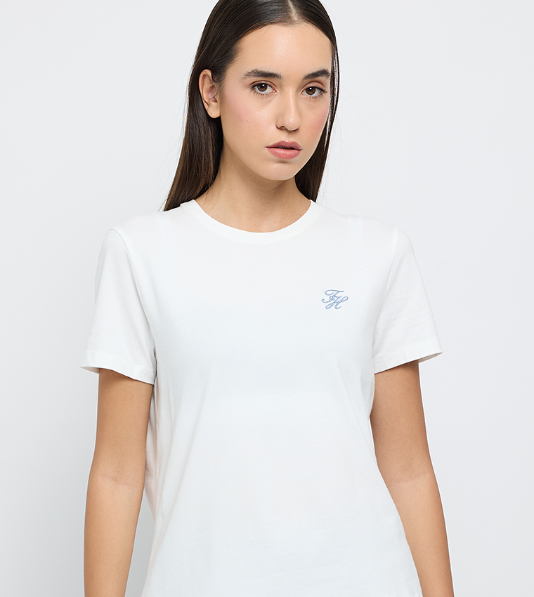 Logo Embroidered Crew Neck T-Shirt