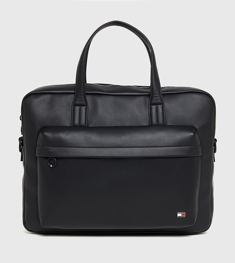 Flag Detail Zippered Laptop Bag