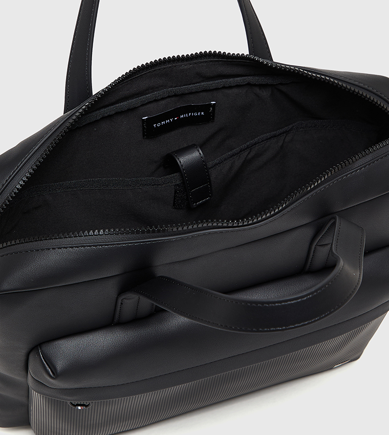 Flag Detail Zippered Laptop Bag