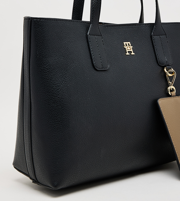 Textured Tote Bag with Coin Pouch