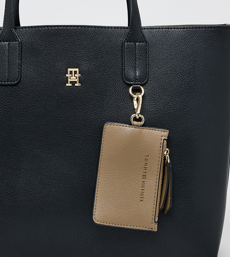 Textured Tote Bag with Coin Pouch