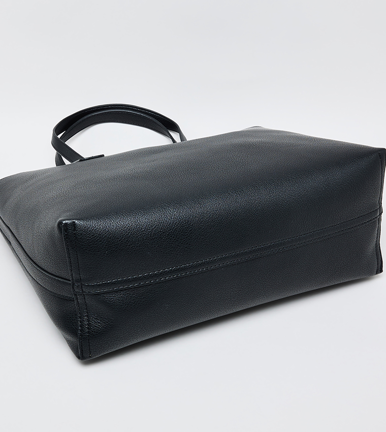 Textured Tote Bag with Coin Pouch