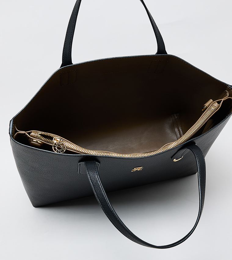 Textured Tote Bag with Coin Pouch