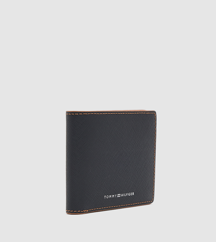 Logo Detail Textured Bi-Fold Wallet