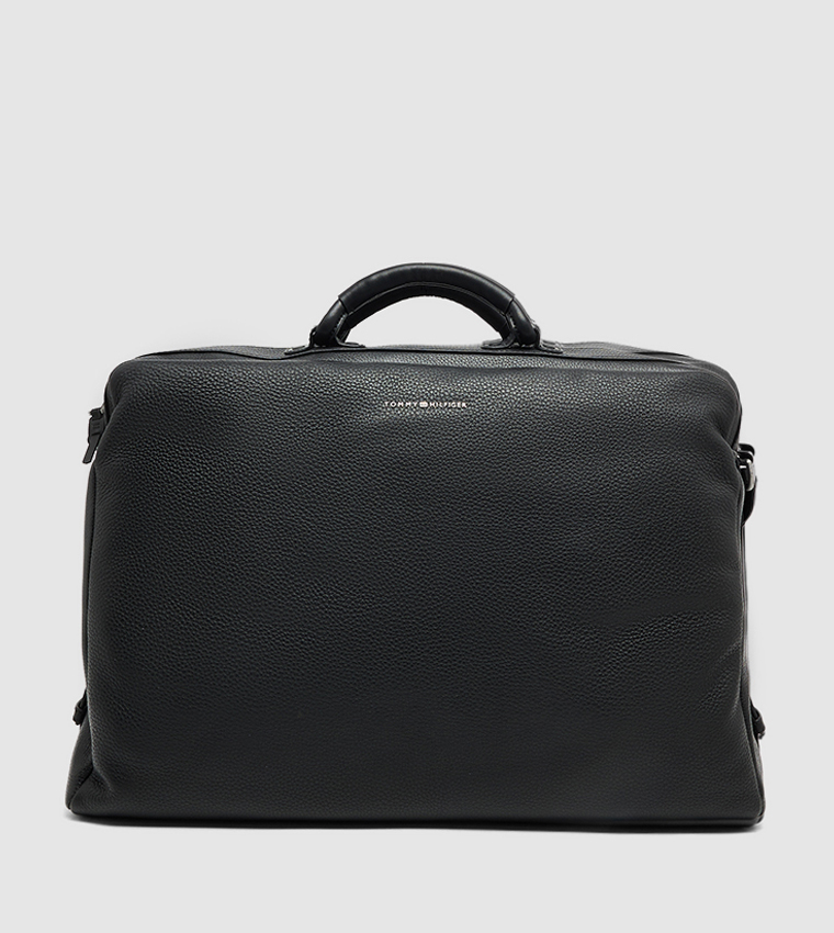 Logo Detail Leather Laptop Bag