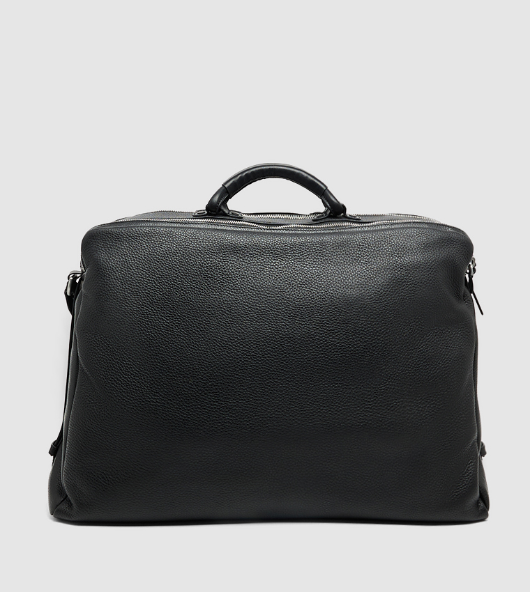 Logo Detail Leather Laptop Bag