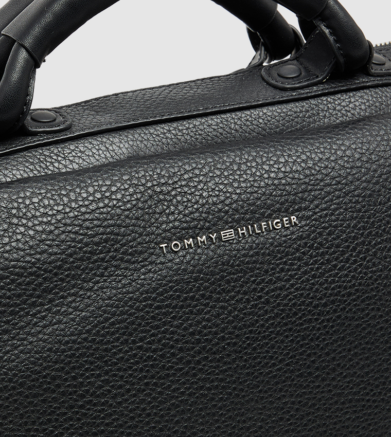 Logo Detail Leather Laptop Bag