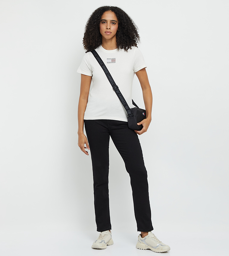 Flag Embellished Crew Neck T-Shirt