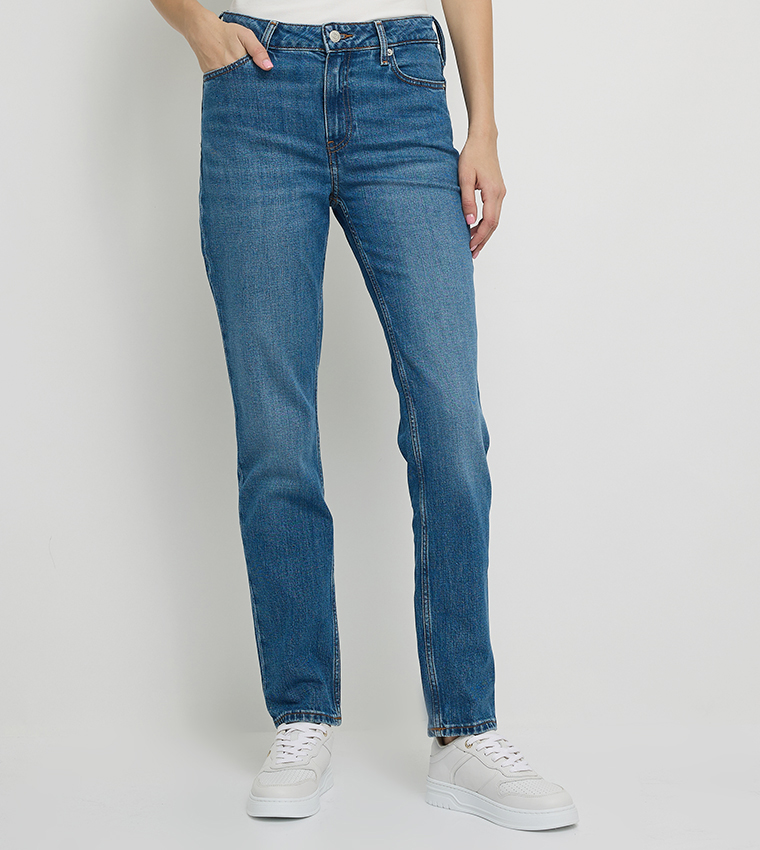 Washed High Waist Slim Fit Jeans