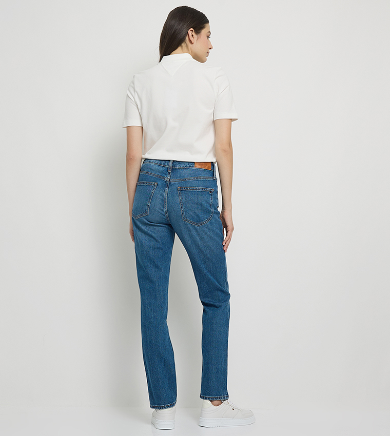 Washed High Waist Slim Fit Jeans
