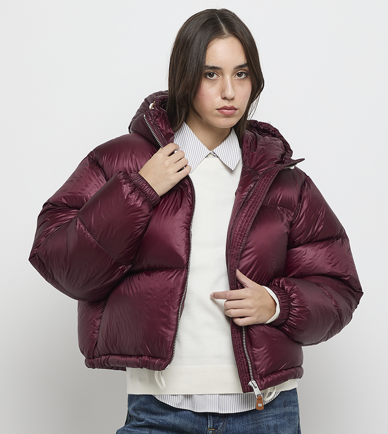 جاكيت بفر بسحاب كامل وهودي 