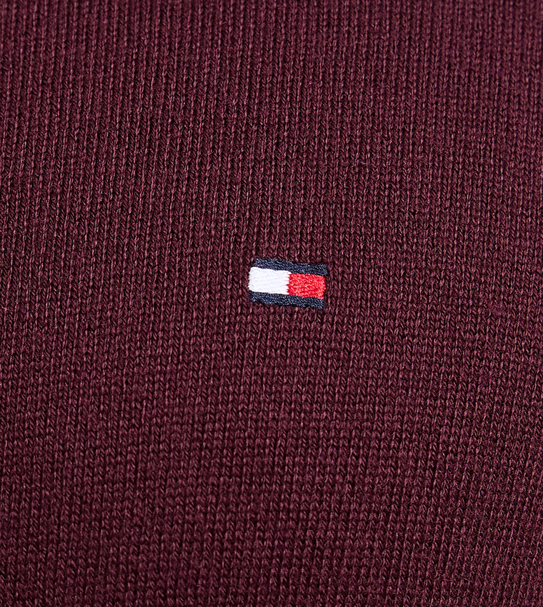 Tommy Hilfiger  Round Neck Sweaters - Burgundy Round Neck Sweaters