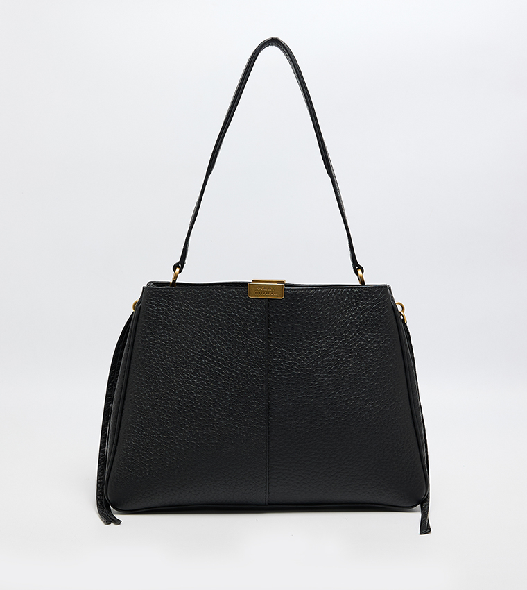 Textured Leather Shoulder Bag