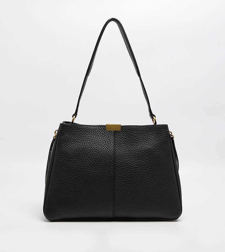Textured Leather Shoulder Bag