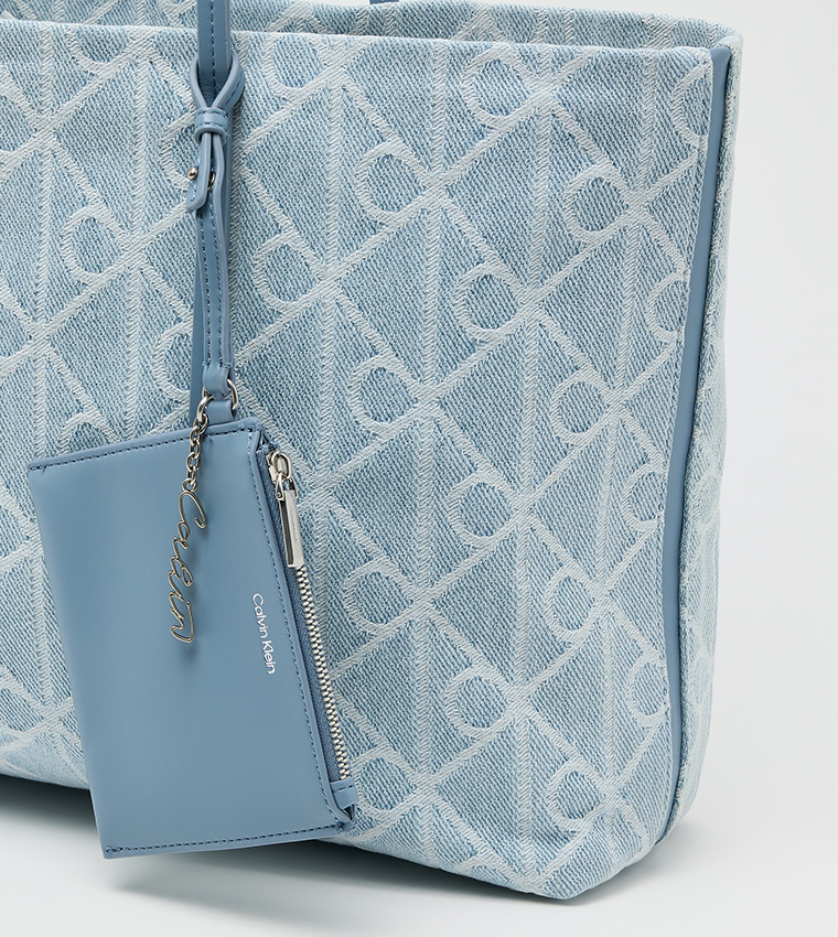 Monogram Patterned Denim Tote Bag
