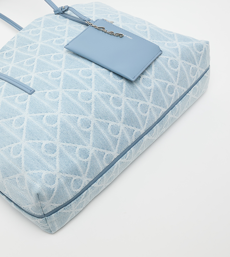 Monogram Patterned Denim Tote Bag