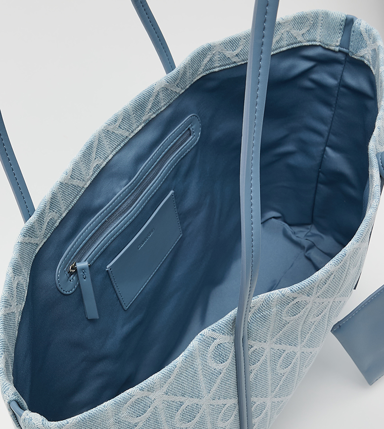 Monogram Patterned Denim Tote Bag