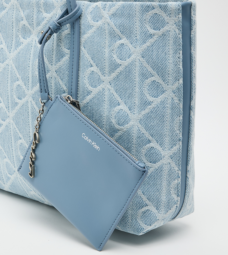 Monogram Patterned Denim Tote Bag