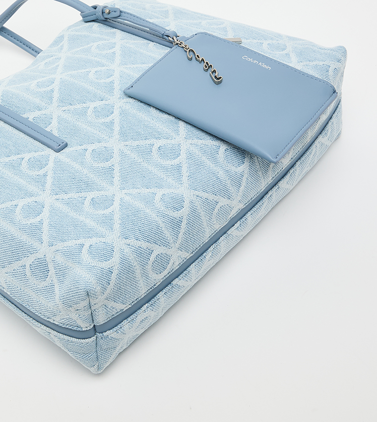 Monogram Patterned Denim Tote Bag
