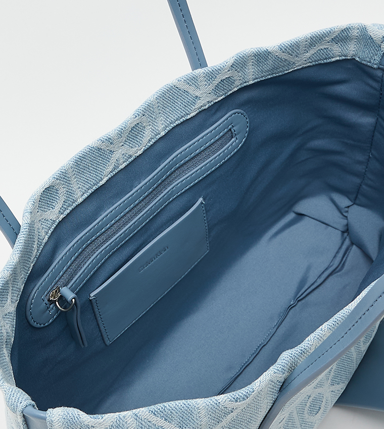 Monogram Patterned Denim Tote Bag