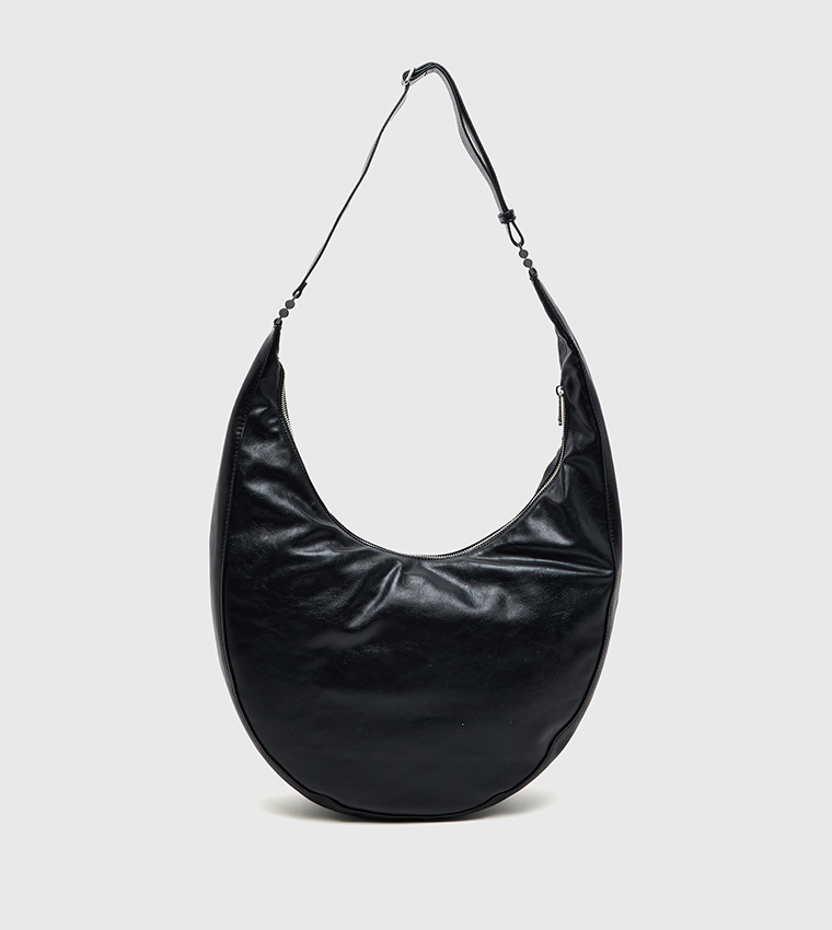 Textured Buckle Convertible Shoulder Bag