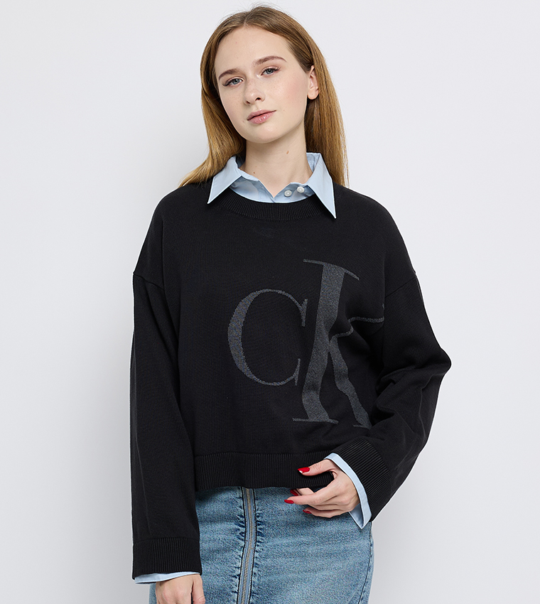 Calvin Klein Jeans  Round Neck Sweaters - Black Round Neck Sweaters