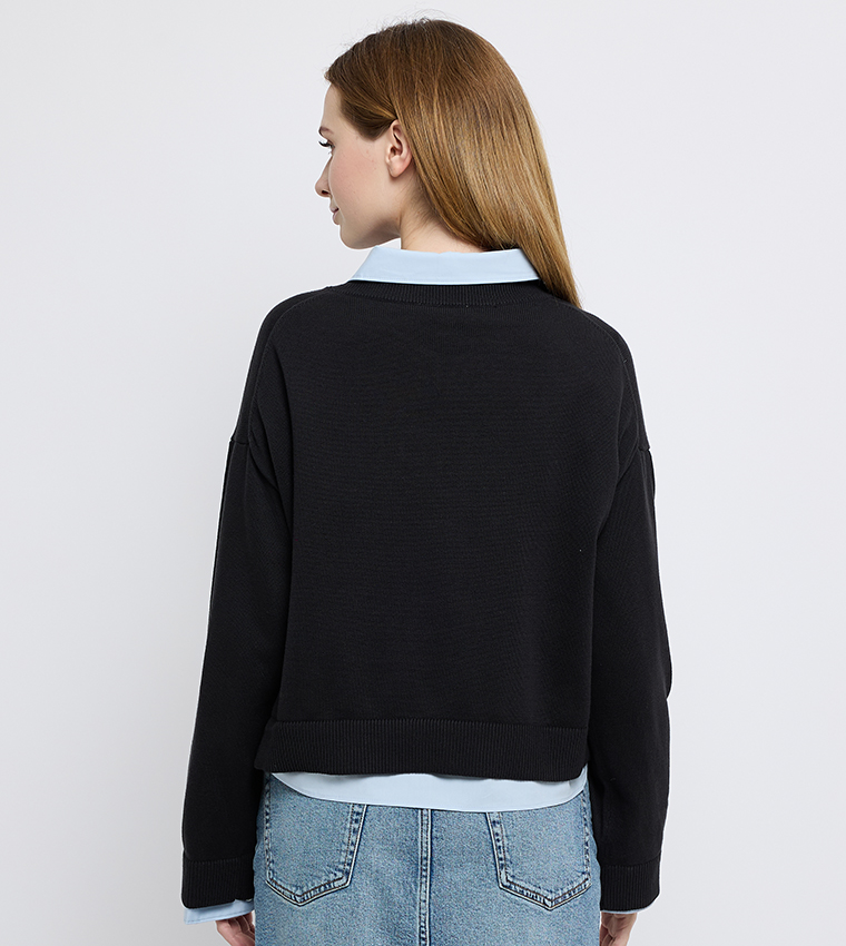 Calvin Klein Jeans  Round Neck Sweaters - Black Round Neck Sweaters