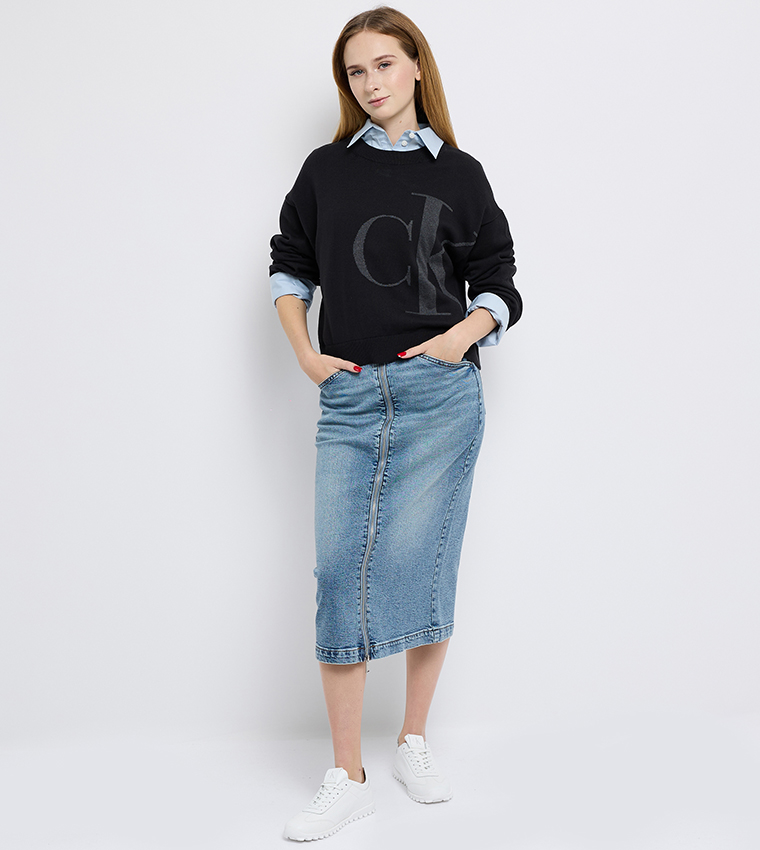 Calvin Klein Jeans  Round Neck Sweaters - Black Round Neck Sweaters