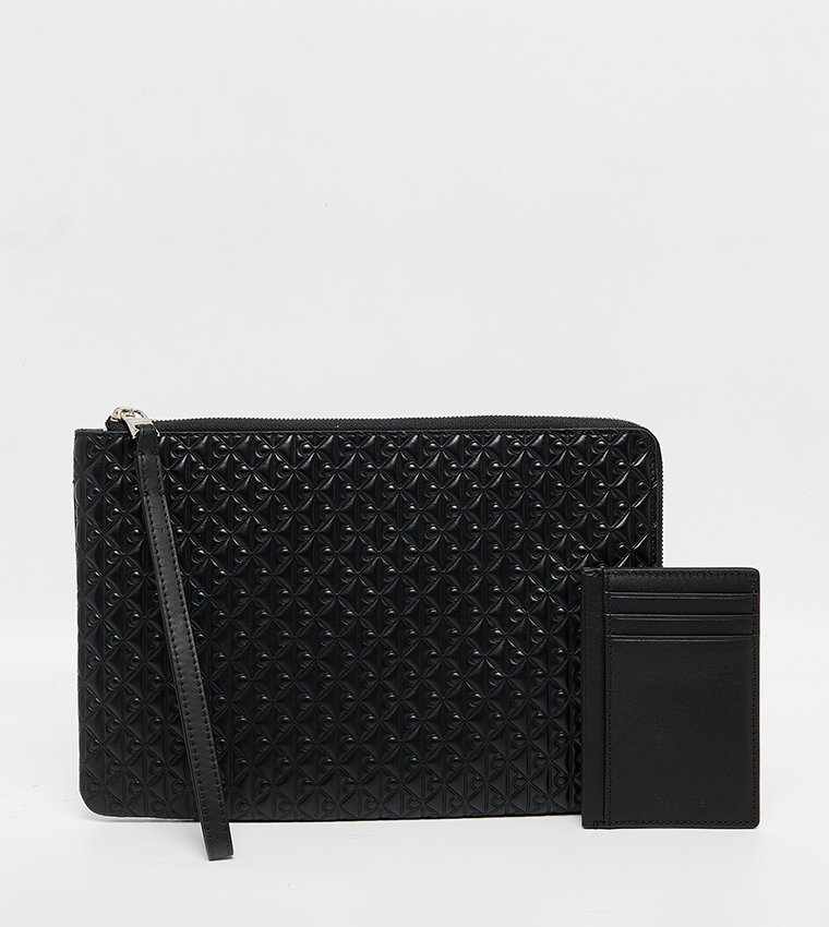 Logo Detail Puffer Pouch and Card Holder Set