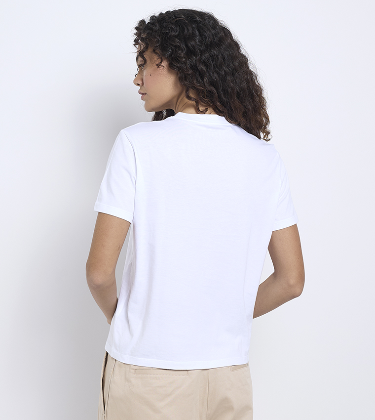 Logo Embroidered Crew Neck T-Shirt